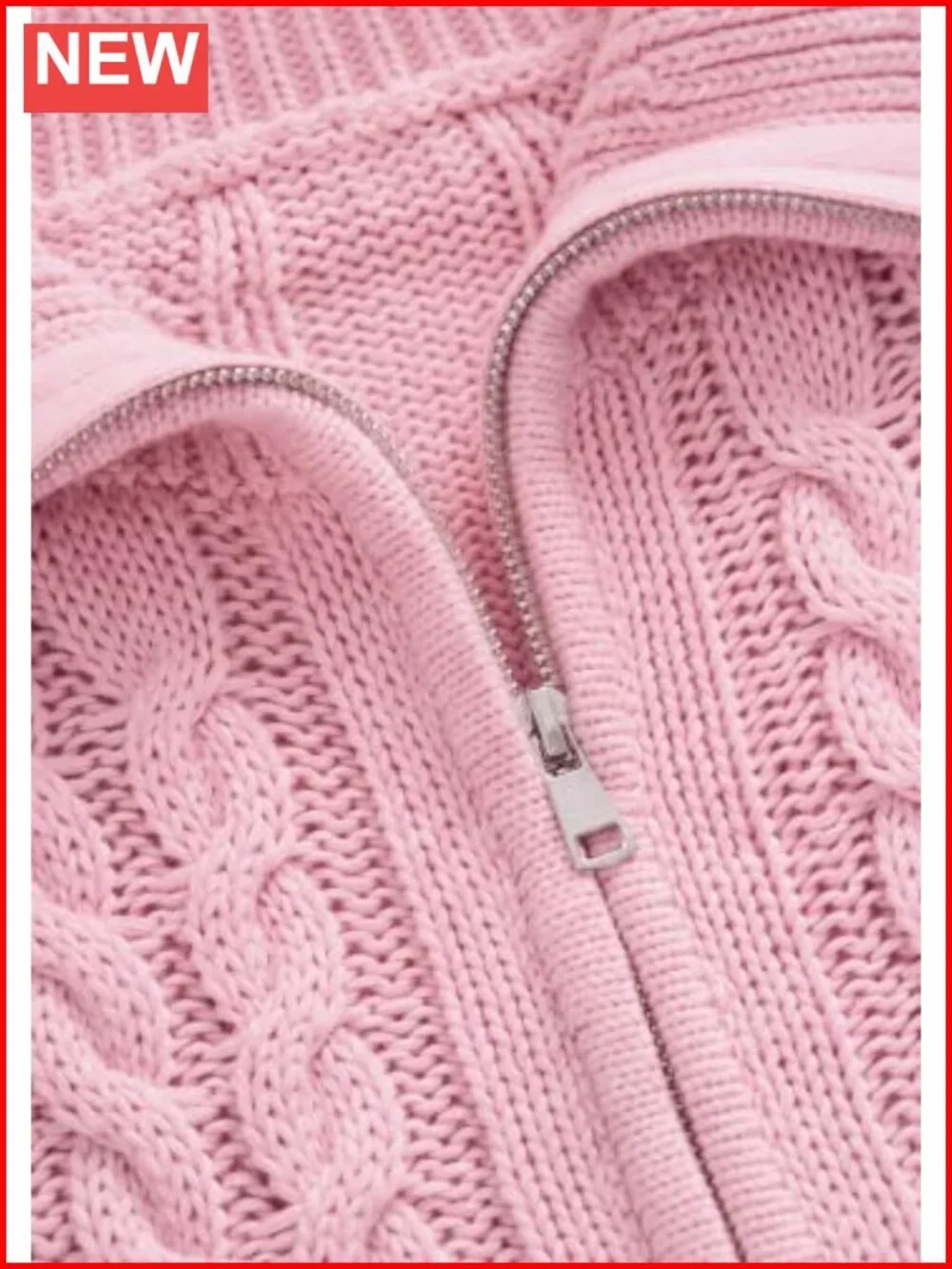 Cable Knit Cropped Cardigan Zip Up Sweater Long Sleeve